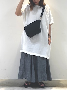 「studio CLIP（スタディオクリップ）のアイテム（チュニック）」を使った、KUROさん（レディース・151cm）の夏コーディネート
