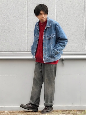 「タッセルローファー」｜ちゃんえがさん（メンズ・178cm）の冬コーディネート