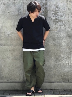 「URBAN RESEARCH（アーバンリサーチ）のアイテム（サンダル）」を使った、ちゃんえがさん（メンズ・178cm）の夏コーディネート