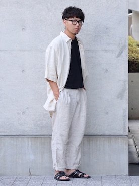 「URBAN RESEARCH（アーバンリサーチ）のアイテム（サンダル）」を使った、ちゃんえがさん（メンズ・178cm）の夏コーディネート