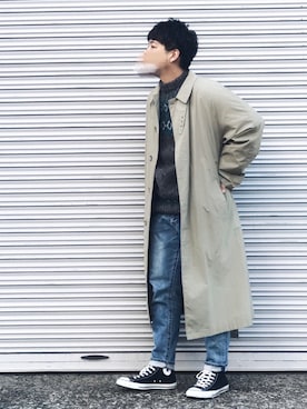 「zozoデニム」｜「アイテム（その他アウター）」を使った、ちゃんえがさん（メンズ・178cm）の冬コーディネート