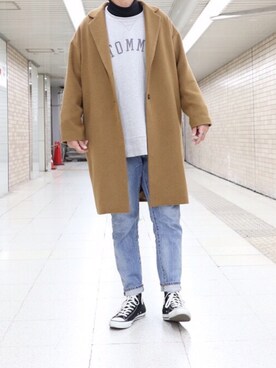 「zozoデニム」｜「アイテム（スウェット）」を使った、ちゃんえがさん（メンズ・178cm）の冬コーディネート