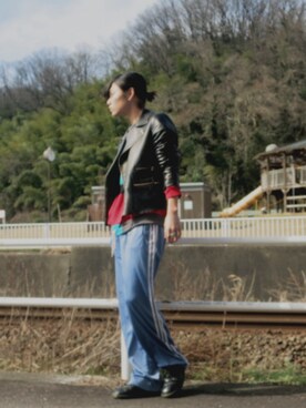 「Paul Smith（ポールスミス）のアイテム（ライダースジャケット）」を使った、ユーサクさん（メンズ・173cm）の冬コーディネート