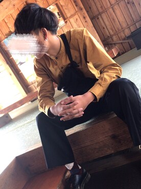 「SOYOUS（ソユーズ）のアイテム（パンツ）」を使った、わおさん（メンズ・180cm）の秋コーディネート
