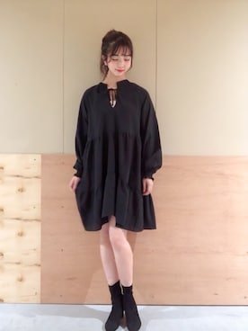 ブーツを使った 黒ワンピ の人気ファッションコーディネート ユーザー ショップスタッフ Wear