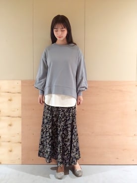 「スウェット×シャツ」｜NATSUKI SATOさん（レディース・162cm）の秋コーディネート