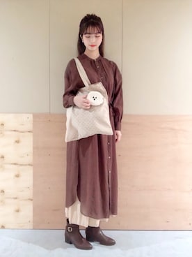 「アニマル」｜「アイテム（ワンピース/ドレス）」を使った、NATSUKI SATOさん（レディース・162cm）の秋コーディネート