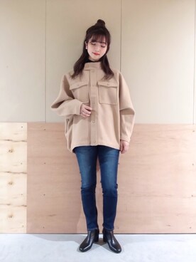 「ドルマンスリーブ」｜「アイテム（ブルゾン）」を使った、NATSUKI SATOさん（レディース・162cm）の秋コーディネート