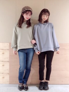 「earth music&ecology（アースミュージックアンドエコロジー）のスキスキスキニー（カラー）＊（その他パンツ）」を使った、NATSUKI SATOさん（レディース・162cm）の秋コーディネート