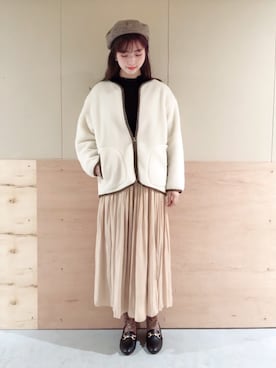 「earth music&ecology（アースミュージックアンドエコロジー）のリバーシブベレー帽 ＊（ハンチング/ベレー帽）」を使った、NATSUKI SATOさん（レディース・162cm）の秋コーディネート