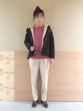 「スクエアトゥ」｜「アイテム（マウンテンパーカー）」を使った、NATSUKI SATOさん（レディース・162cm）の秋コーディネート