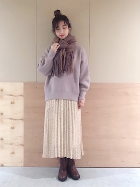 「マフラーコーデ」｜「アイテム（ワンピース/ドレス）」を使った、NATSUKI SATOさん（レディース・162cm）の秋コーディネート