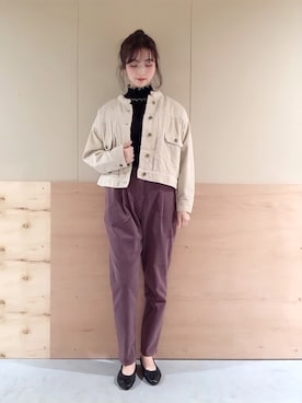 「メロートップス」｜「アイテム（ブルゾン）」を使った、NATSUKI SATOさん（レディース・162cm）の秋コーディネート