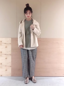 「バブーシュ」｜「アイテム（その他アウター）」を使った、NATSUKI SATOさん（レディース・162cm）の秋コーディネート