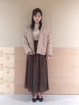 「ピンクベージュ」｜「アイテム（その他アウター）」を使った、NATSUKI SATOさん（レディース・162cm）の秋コーディネート