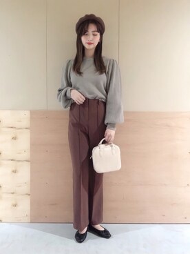 「カシュクールニット」｜「アイテム（その他）」を使った、NATSUKI SATOさん（レディース・162cm）の冬コーディネート