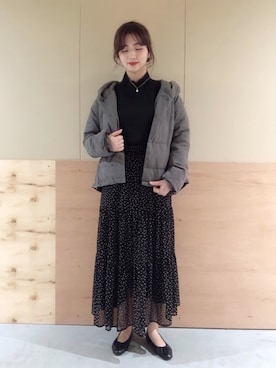 「ショールカラー」｜「アイテム（ブルゾン）」を使った、NATSUKI SATOさん（レディース・162cm）の冬コーディネート