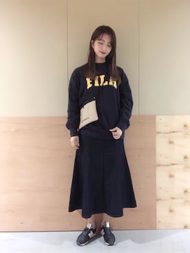 「BTS」｜「アイテム（スウェット）」を使った、NATSUKI SATOさん（レディース・162cm）の冬コーディネート