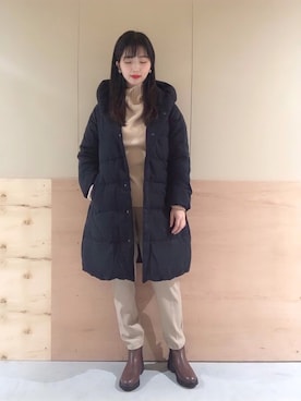 「ショールカラー」｜「アイテム（ブルゾン）」を使った、NATSUKI SATOさん（レディース・162cm）の冬コーディネート
