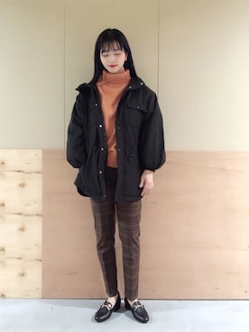 「earth music&ecology（アースミュージックアンドエコロジー）のアイテム（その他アウター）」を使った、NATSUKI SATOさん（レディース・162cm）の冬コーディネート