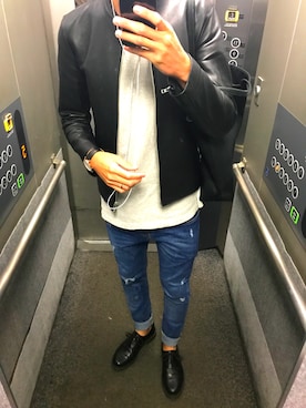 「時計」｜「アイテム（ライダースジャケット）」を使った、HIROさん（メンズ・184cm）の春コーディネート