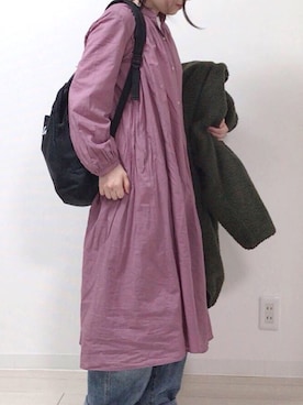 「UNIQLO（ユニクロ）のハイライズワイドストレートジーンズ（デニムパンツ）」を使った、fufufuさん（レディース・157cm）の冬コーディネート