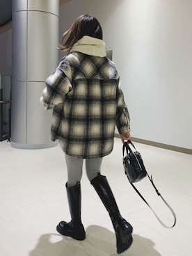 「アイテム（ミリタリージャケット）」を使った、chii___ca♡さん（レディース・161cm）の冬コーディネート