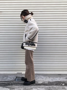 「Ungrid（アングリッド）のアイテム（ムートンコート）」を使った、chii___ca♡さん（レディース・161cm）の冬コーディネート
