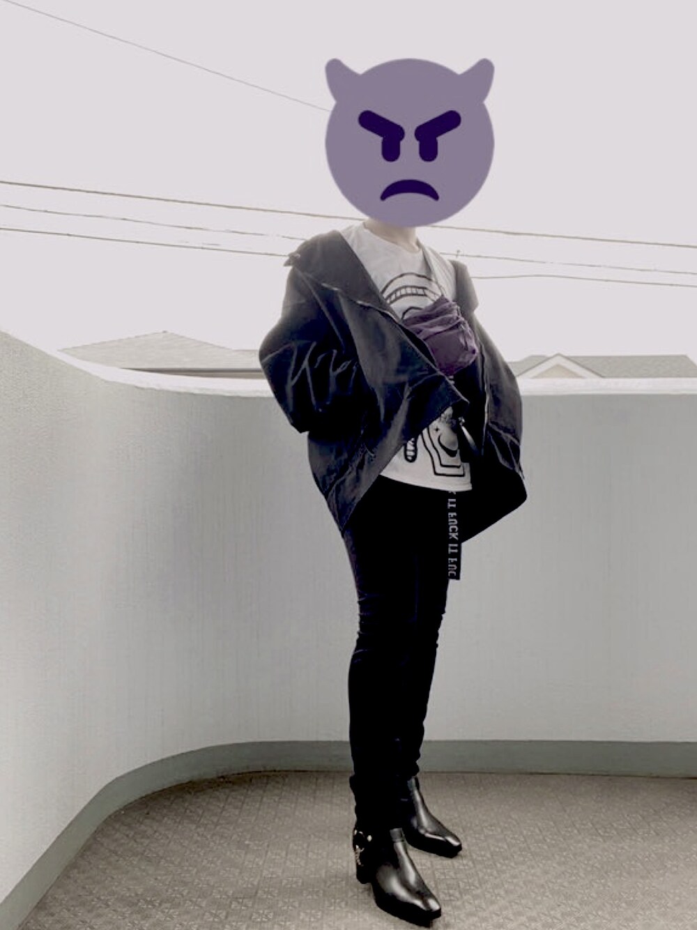 「シンプル、ブラック、オーバーサイズ、おしゃれさんと繋がりたい、秋服準備はじめました、いいね、save、フォローお願いします🤑、黒スキニー、ブーツ、GU、秋コーデ」｜「unrelaxingのビックシルエットウールライダース（ライダースジャケット、ブラック系）」を使った、からマルさん（メンズ・175cm）の秋コーディネートの1枚目の写真