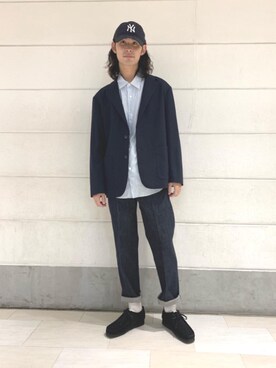 「RECOMMEND  ITEM STYLING」｜「アイテム（モカシン/デッキシューズ）」を使った、伊藤 祥平さん（メンズ・178cm）の秋コーディネート