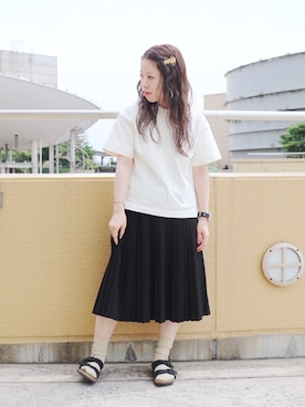 「アイテム（ソックス/靴下、ゴールド系）」を使った、Miki.Nさん（レディース・148cm）の夏コーディネート