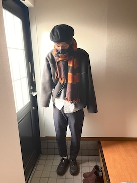 「SUNSEA（サンシー）のアイテム（ノーカラージャケット）」を使った、よーださん（メンズ・174cm）の冬コーディネート