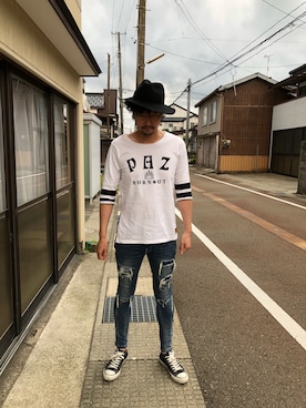 「Buffalo Bobs（バッファローボブズ）のアイテム（帽子）」を使った、Seiichi Kondouさん（メンズ・182cm）の秋コーディネート