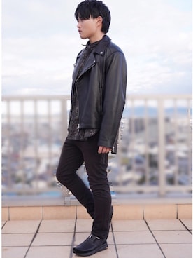 「PUBLIC TOKYO（パブリックトウキョウ）のアイテム（スリッポン）」を使った、嗣(Tsugu)さん（メンズ・169cm）の冬コーディネート