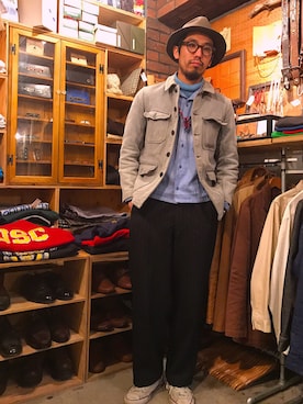 「TSGDのアイテム（ハット、グレー系）」を使った、Hirokazu Kodamaさん（メンズ・178cm）の冬コーディネート