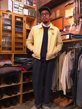 「TSGDのアイテム（キャップ、ブルー系）」を使った、Hirokazu Kodamaさん（メンズ・178cm）の春コーディネート