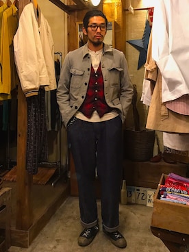 「PENDLETON（ペンドルトン）のアイテム（ベスト）」を使った、Hirokazu Kodamaさん（メンズ・178cm）の春コーディネート