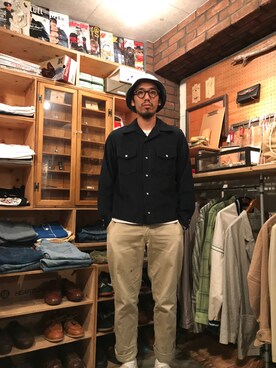 「VINTAGE（ヴィンテージ）のアイテム（ブルゾン、ブラック系）」を使った、Hirokazu Kodamaさん（メンズ・178cm）の夏コーディネート