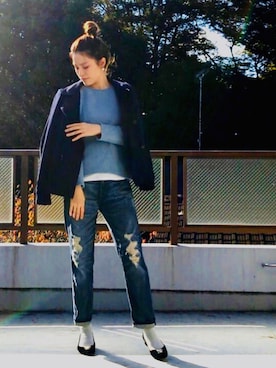 「GAP（ギャップ）のアイテム（ピーコート）」を使った、☆s☆さん（レディース・160cm）の秋コーディネート