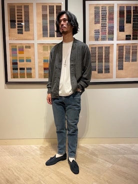 「Tシャツ/カットソー」｜「アイテム（スリッポン）」を使った、米山（yoneyama）さん（メンズ・172cm）の夏コーディネート