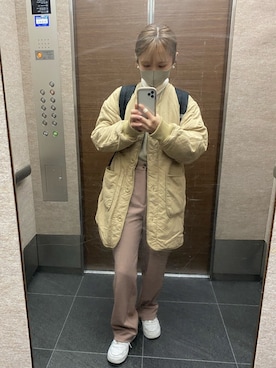 「TRIANGLE PALETTE（トライアングルパレット）のアイテム（ノーカラージャケット）」を使った、コトさん（レディース・153cm）の秋コーディネート