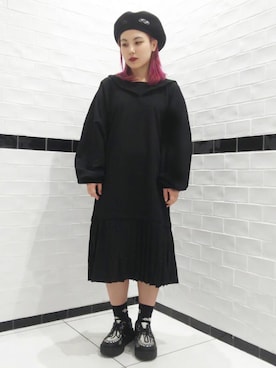 「スエット」｜「アイテム（ハンチング/ベレー帽）」を使った、CandyStripperさん（レディース・158cm）の夏コーディネート