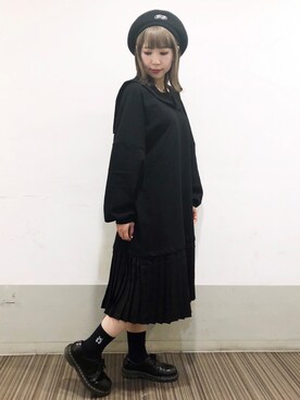 「スエット」｜「アイテム（ハンチング/ベレー帽）」を使った、CandyStripperさん（レディース・156cm）の秋コーディネート