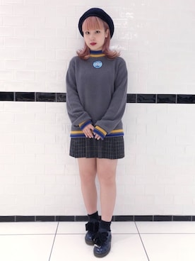 「90s」｜「アイテム（ハンチング/ベレー帽）」を使った、CandyStripperさん（レディース・158cm）の秋コーディネート