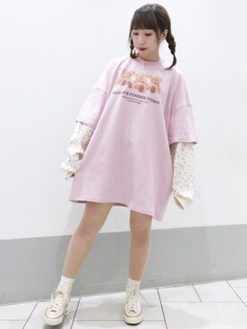 「ゆったりシルエット」｜「アイテム（ワンピース/ドレス）」を使った、CandyStripperさん（レディース・156cm）の冬コーディネート