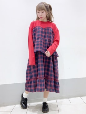 「ゆったりシルエット」｜「アイテム（ワンピース/ドレス）」を使った、CandyStripperさん（レディース・156cm）の春コーディネート
