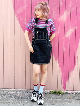 「Candy Stripper」｜「アイテム（ジャンパースカート）」を使った、CandyStripperさん（レディース・164cm）の春コーディネート