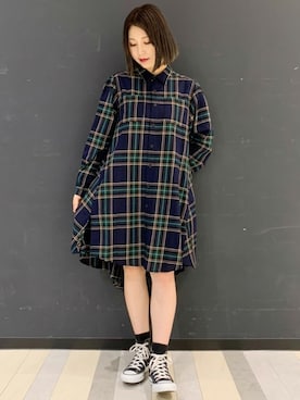 「カジュアルダウン」｜「アイテム（ワンピース/ドレス）」を使った、CandyStripperさん（レディース・161cm）の秋コーディネート