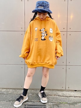 「袖ボリューム」｜「アイテム（パーカー）」を使った、CandyStripperさん（レディース・148cm）の冬コーディネート
