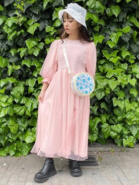 「オーガンジー」｜「アイテム（帽子）」を使った、CandyStripperさん（レディース・148cm）の春コーディネート